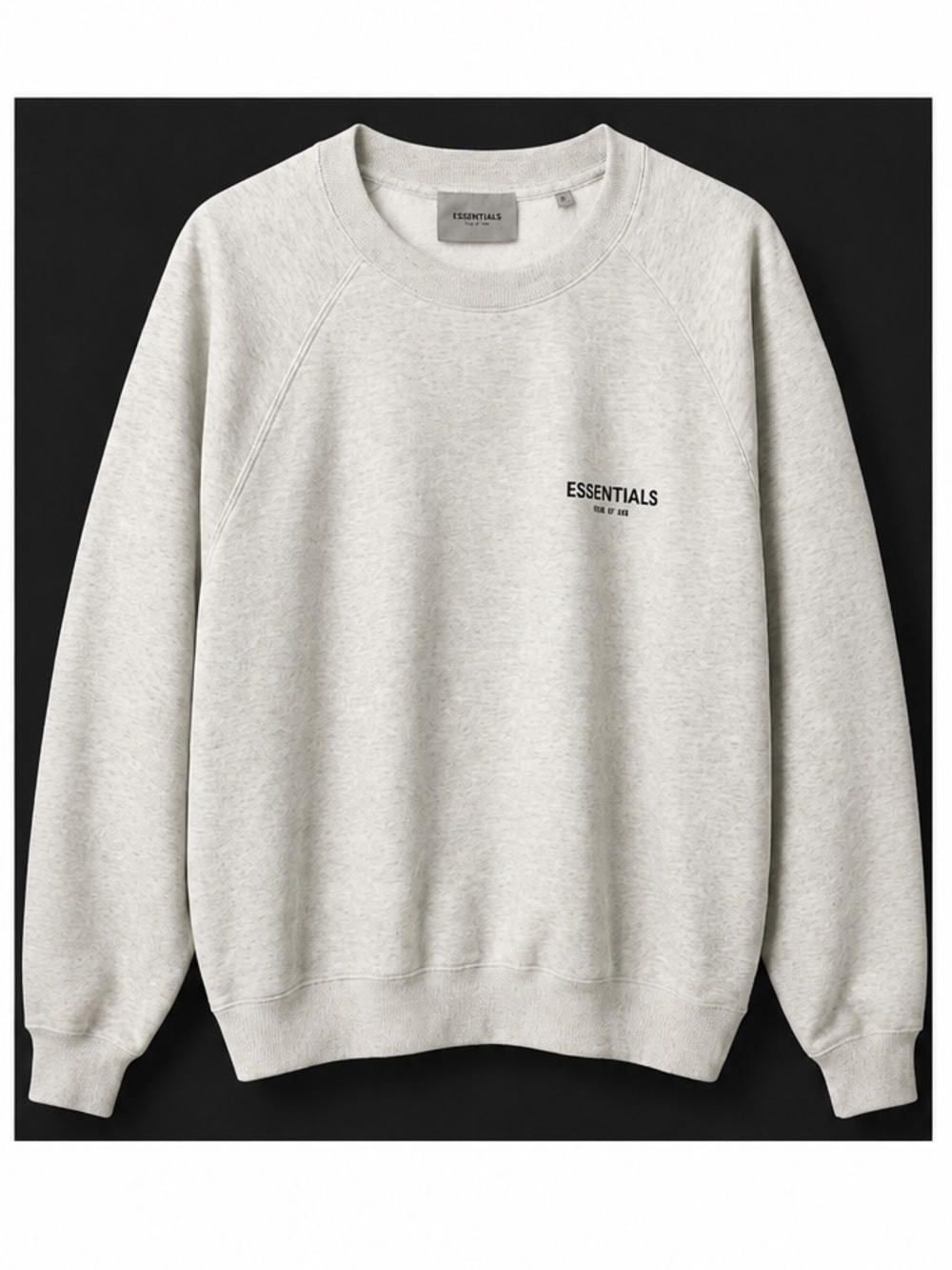 293 Essential Fear Of God Men’s Grey/Cream Long Sleeve Crewneck Sweater.…